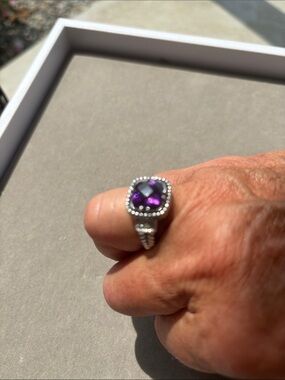 Lia Sophia Silver Purple Gemstone Halo Ring